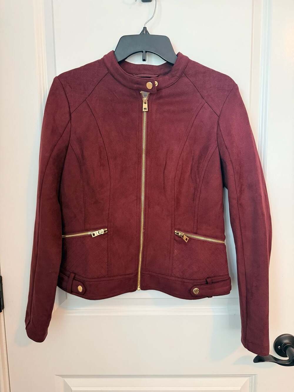 Marc New York Andrew Marc Burgundy Faux Suede Moto Jacket Size S